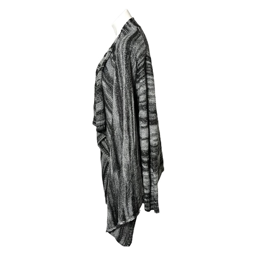 ana Striped Drape Front Cardigan Size 2X Gray/Black - Picture 2 of 4